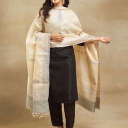 Fabindia Floral Block Printed Silk Dupatta-5