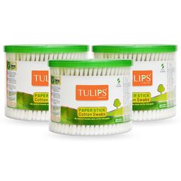 Tulips Biodegradable Cotton Buds Swabs Pack Of 3 - 300 Pieces Each-20
