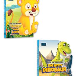 Animals Shaped Story  Board Book Set of 2 Books the Greedy Baby Lion & the Witty Dinosaur - English-4