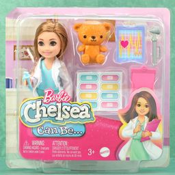 Barbie Chelsea Can Be Play Set with Brunette Chelsea Doctor Doll , Clipboard, EKG Reader, Band-aid Stickers,2 Medical Tools & Teddy Bear Multicolor - Height  14 cm-image-26
