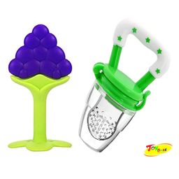 Joy Buzz Baby Silicone Fruit Teether & Fruit Feeder Combo - Blue & Green-image-62