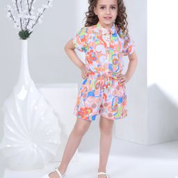 Peppermint Half Sleeves Abstract Printed Jumpsuit - Multi Colour-picture-5