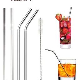 Mihar Stainless Steel Straws with Cleaning Brush - Silver-14