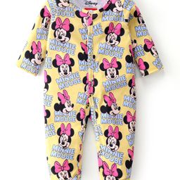babyhug disney Babyhug Cotton Knit Full Sleeves Sleepsuit With Minnie Mouse Graphics - Yellow-picture-5