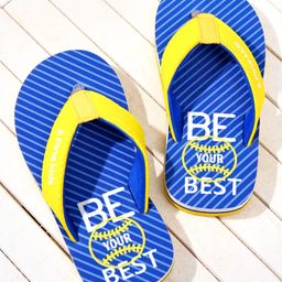Pine Kids Text Printed Slip On Flip Flops - Blue-image-9