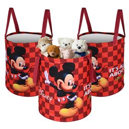 Kuber Industries Pack of 3 Foldable 45L Toys Organizer for Kids Room - Soft Toys Storage Bag/Basket/Container with Handles | Disney Mickey -Maroon-24