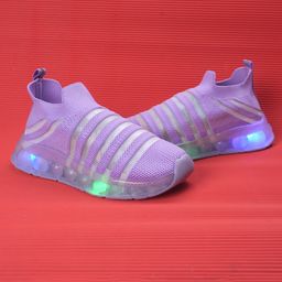 FEETWELL SHOES Mesh Detailed Slip On LED Shoes - Purple-image-81