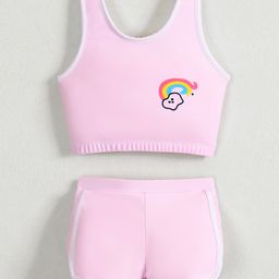 Mark & Mia Sleeveless Two Piece Swimsuit with Rainbow Print - Pink-image-38