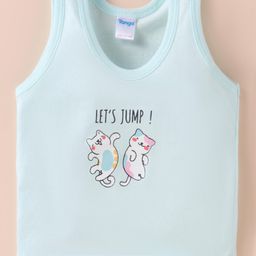 Tango Single Jersey Knit Sleeveless Vests with Kitty Print - Aqua Blue-picture-15