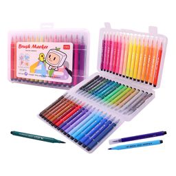 SCHOOLISH Washable Brush Marker Pen Soft Head Triangle Barrel Easy Grip Water-based Markers Color Art Markers for Artist Sketch Markers Set Drawing Color Markers Pen For Kids And Adults- PACK OF 1- COLOR MAY VARY-21