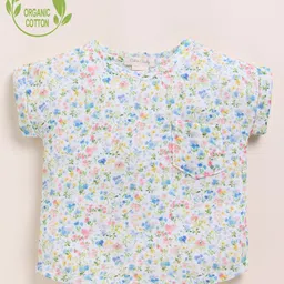 Cot & Candy Organic Muslin Cotton Knit Half Sleeves Floral Printed Top - Spring-picture-4
