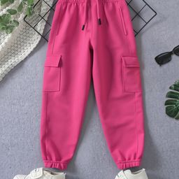 Trampoline Terry Knit Solid Cargo Joggers - Pink-picture-45