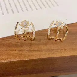 KRENOZ Gold-Plated Crystals Studded Star Shaped Studs-image-39