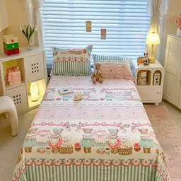 JC HOME White Cartoon Characters Pure Cotton 220 TC Single Bedsheet Set 1.60 mx 2.30 m-image-88