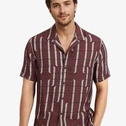 RARE RABBIT Men Comfort Cuban Collar Abstract Printed Casual Shirt-image-41