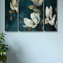 Aura Black & White 3 Pieces Floral And Botanical Printed Wood Wall Art-image-53