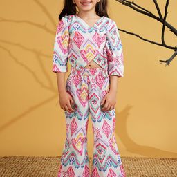 Aj DEZInES Girls Abstract Printed V-Neck Pure Cotton Top With Trousers Clothing Set-picture-20