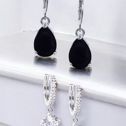 DressBerry Set Of 2 Teardrop Shaped Cubic Zirconia Drop Earrings-image-28