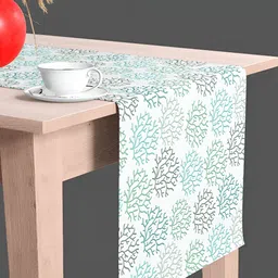 ArtzFolio White & Green Floral Printed Table Runner-48