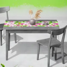 ArtzFolio Pink & Green Floral Printed Edge To Edge Table Runner-4
