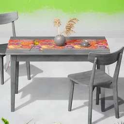 ArtzFolio Orange & Purple Abstract Printed Velvet Table Runner-21
