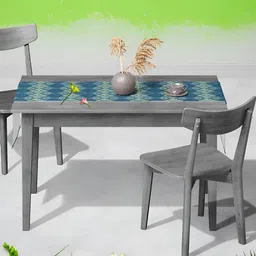 ArtzFolio Green & Blue Geometric Velvet Table Runner-18