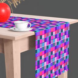ArtzFolio Purple and Pink Printed Velvet Table Runner-85