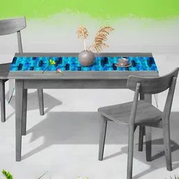 ArtzFolio Blue & Black Abstract Printed Velvet Table Runner-40