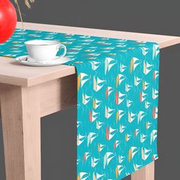 ArtzFolio Blue & White Quirky Digital Printed Velvet Table Runner-51