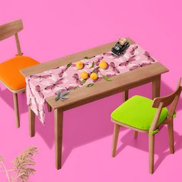 ArtzFolio Pink & White Floral Printed Velvet Table Runner-25