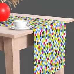 ArtzFolio Multicoloured Geometric Printed Velvet Table Runner-6