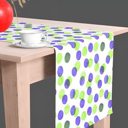 ArtzFolio White & Green Geometric Printed Velvet Table Runner-2