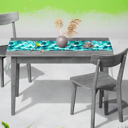 ArtzFolio Green Geometric Printed Velvet Table Runner-19