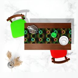 ArtzFolio Black and Green Printed Velvet Table Runner-53