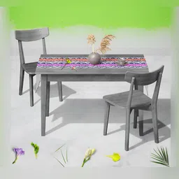 ArtzFolio White & Pink Geometric Printed Table Runner-33