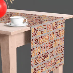 ArtzFolio Grey & Brown Quirky Printed Table Runner-31