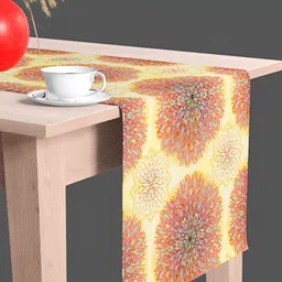 ArtzFolio Beige & Brown Digital Printed Velvet Table Runner-14