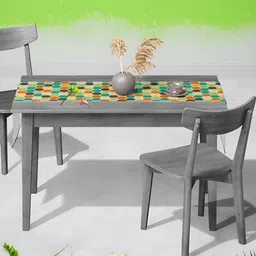 ArtzFolio Green & Orange Geometric Printed Table Runner-22
