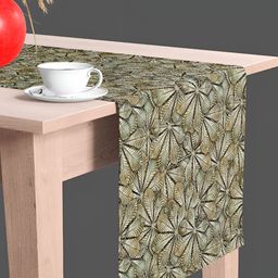 ArtzFolio Olive & Beige Printed Velvet Dining Center Table Runner-20