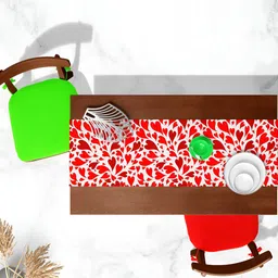 ArtzFolio White & Red Digital Printed Table Runner-43