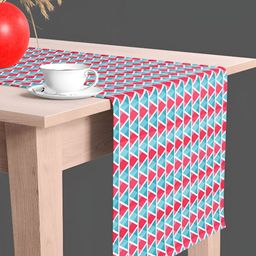 ArtzFolio Blue & Pink Geometric Printed Table Runner-26
