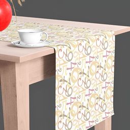 ArtzFolio White & Brown Abstract Printed Table Runner-28