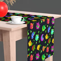 ArtzFolio Black & Green Digital Printed Velvet Table Runner-29