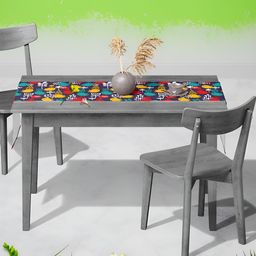 ArtzFolio Purple & White Digital Printed Velvet Table Runner-28