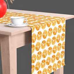ArtzFolio Orange Geometric Printed Velvet Dining Centre Table Runner-20
