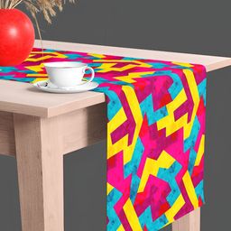 ArtzFolio Pink & Blue Abstract Printed Velvet Table Runner-52