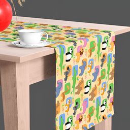 ArtzFolio Yellow & Green Digital Printed Velvet Table Runner-7