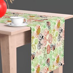 ArtzFolio Green and Black Geometric Printed Velvet Dining Centre Table Runner-33