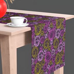 ArtzFolio Black & Purple Abstract Printed Edge To Edge Table Runner-30