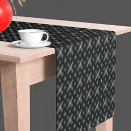 ArtzFolio Black Printed Velvet Table Runner-15